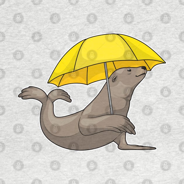 Seal Raining Umbrella by Markus Schnabel